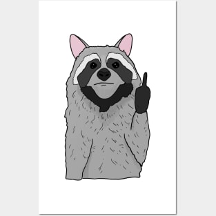 Grumpy Racoon Holding Middle finger funny gift Posters and Art